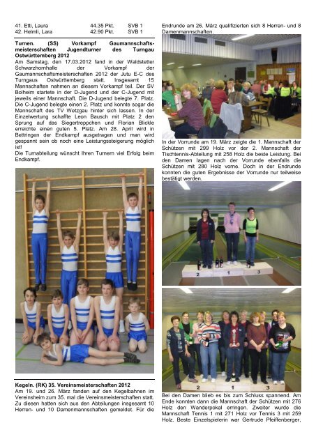 Offizielles Mitteilungsblatt des Sportverein Bolheim
