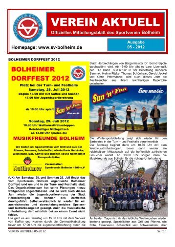 Offizielles Mitteilungsblatt des Sportverein Bolheim