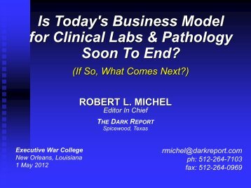 Is Today's Business Model for Clinical Labs & Pathology Soon To ...