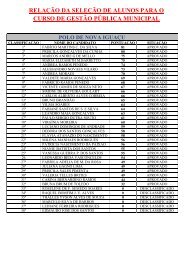 relaÃ§Ã£o da seleÃ§Ã£o de alunos para o curso de gestÃ£o pÃºblica ... - cead