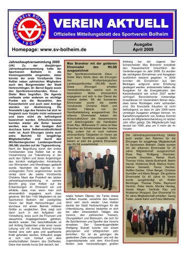 Offizielles Mitteilungsblatt des Sportverein Bolheim