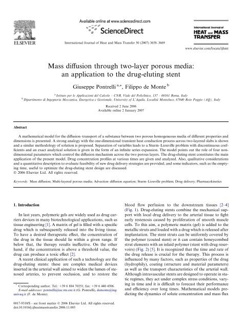 Mass diffusion through two-layer porous media: an ... - ResearchGate