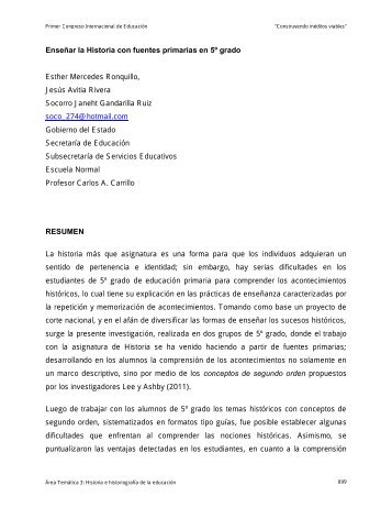 EnseÃ±ar la Historia con fuentes primarias en 5Âº grado Esther ...