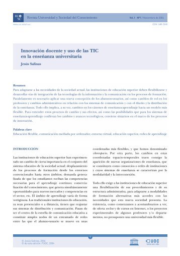 InnovaciÃ³n docente y uso de las TIC en la enseÃ±anza universitaria