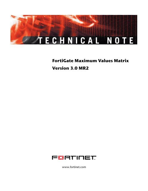 FortiGate Maximum Values Matrix - FirewallShop.com