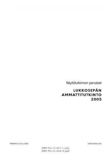 LukkosepÃ¤n ammattitutkinto - Opetushallitus