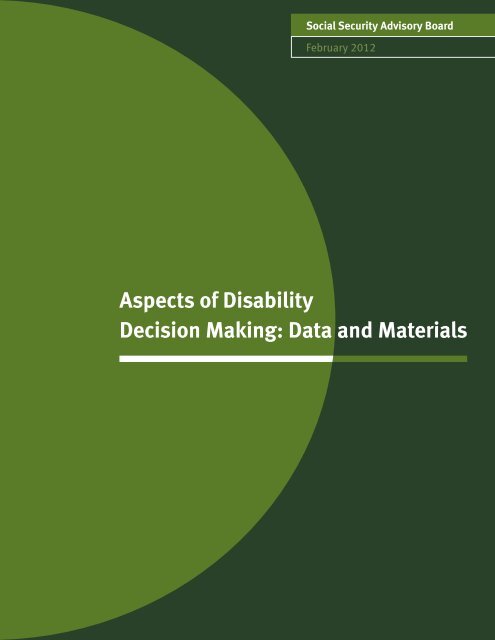 Aspects of Disability Decision Making: Data and Materials