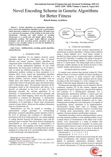 Novel Encoding Scheme in Genetic Algorithms for Better Fitness