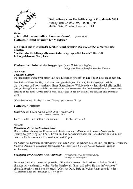 Texte Dieses Gottesdienstes Wir Sind Kirche