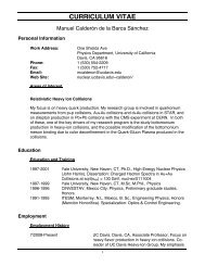 CURRICULUM VITAE - Nuclear Physics Group - UC Davis