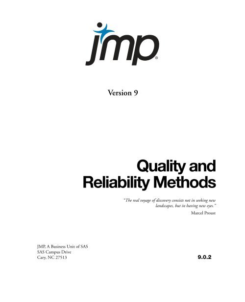 Quality and Reliability Methods - JMP