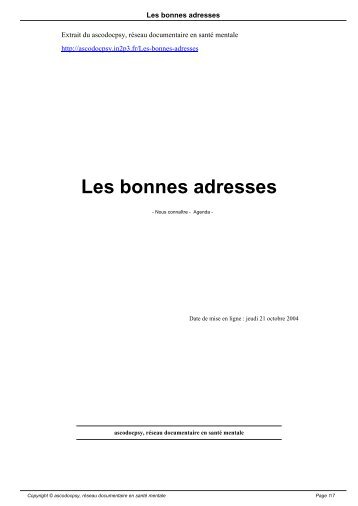 Les bonnes adresses - Ascodocpsy