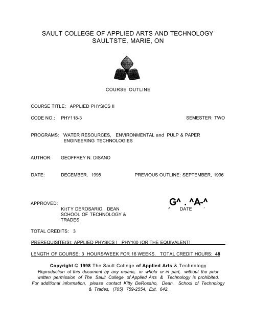 PHY118-3 - Applied Physics II Winter 1999.pdf - Sault College