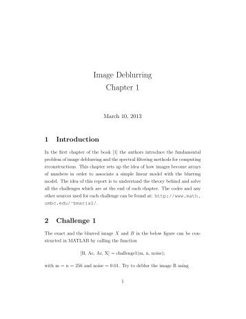 Image Deblurring Chapter 1 - UMBC