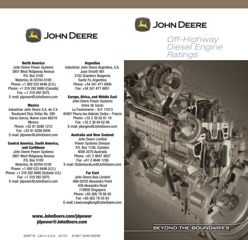 Off-Highway Diesel Engine Ratings - John Deere Industrial Engines