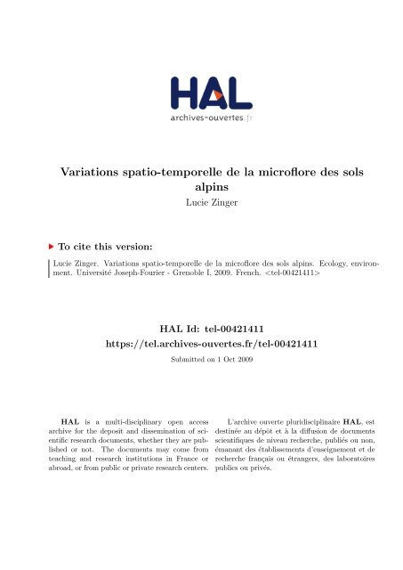 Variations spatio-temporelle de la microflore des sols alpins