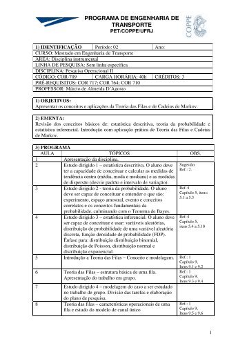 Pesquisa Operacional II - PET Programa de Engenharia de ...