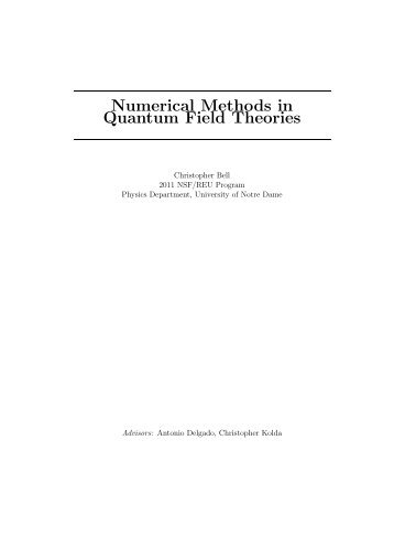 Numerical Methods in Quantum Field Theories - Physics ...