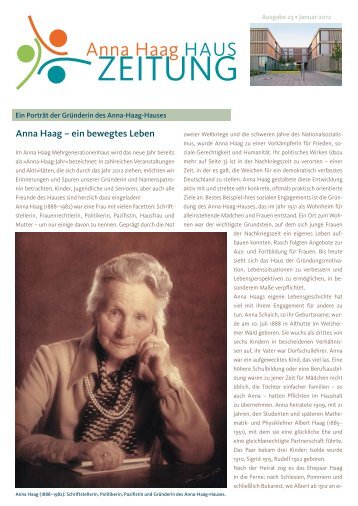 Nr. 23 | Januar 2012 (pdf) - Anna-Haag-Haus e.V.