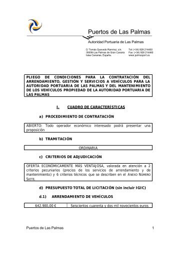 PLIEGO Renting vehículos - Plataforma de Contratación del Estado