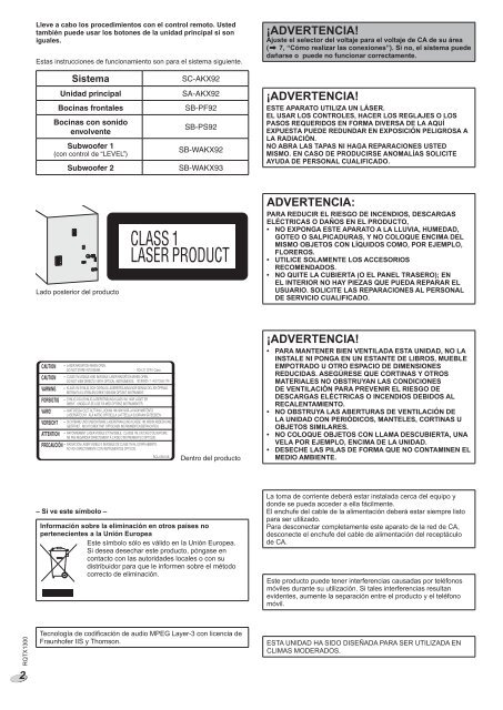 SC-AKX92 MANUAL DE USUARIO.pdf() - Panasonic