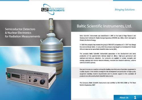Specification - Baltic Scientific Instruments