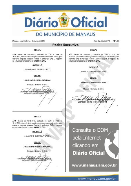 3119 caderno 1 - DiÃ¡rio Oficial do MunicÃ­pio