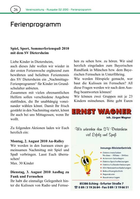 Vereinszeitung - SV Dietersheim