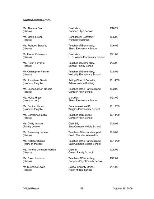 October 26 Official Minutes - Camden City Public Schools