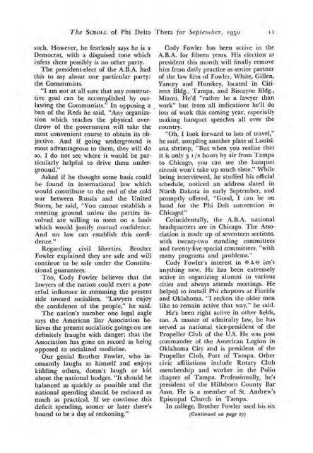 1950–51 Volume 75 No 1–5 - Phi Delta Theta Scroll Archive