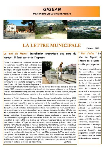 La lettre municipale OCTOBRE 07 - Ville de Gigean