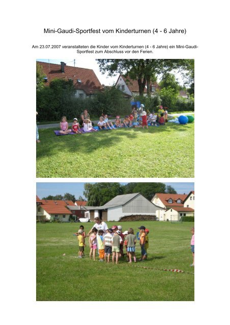 Mini-Gaudi-Sportfest vom Kinderturnen (4 - 6 Jahre) - SV Dietersheim