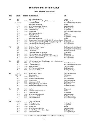 Dietersheimer Termine 2008 - SV Dietersheim