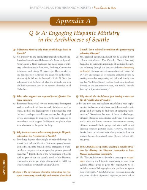 Pastoral Plan for HisPanic Ministry / From Guests to Hosts Hispanic ...