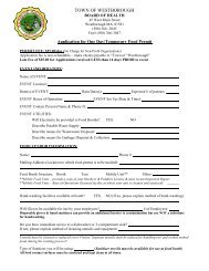 Temporary Food Permit Application - Westborough Town Hall