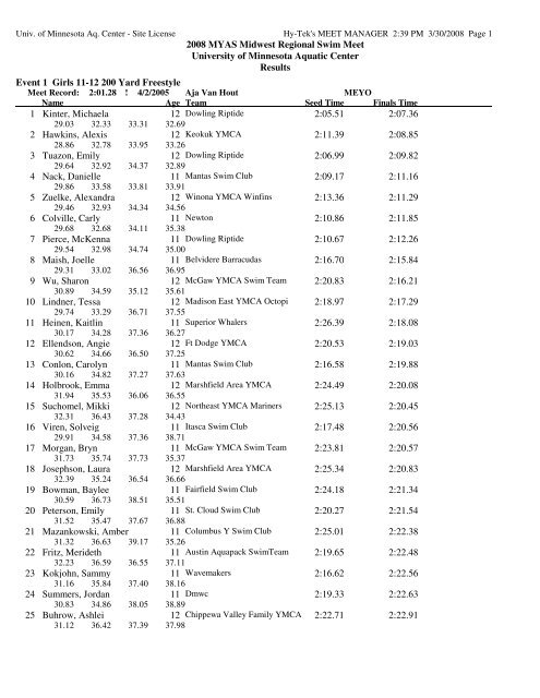 Seagate Crystal Reports - mm2re - Walnut Creek YMCA Swim Team