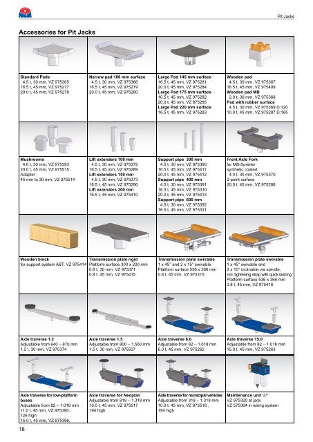 Pit Jacks, Support Systems and Accessories - Tecalemit AS