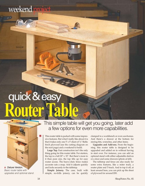 Quick Easy Router Table Woodsmith Woodworking Seminars