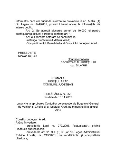 281/18.12.2012 - Consiliul Judetean Arad