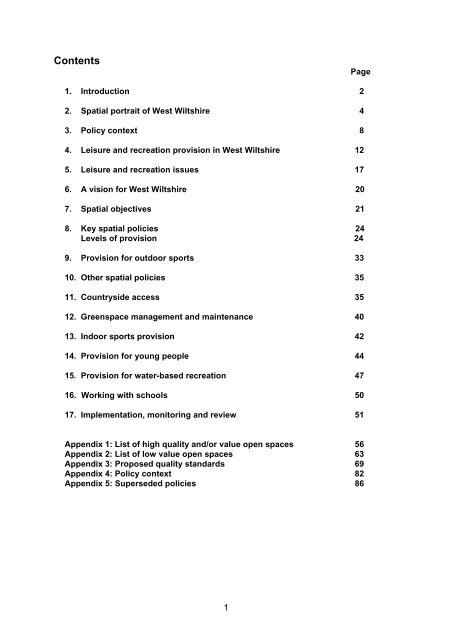 Leisure and Recreation Development Plan ... - Wiltshire Council