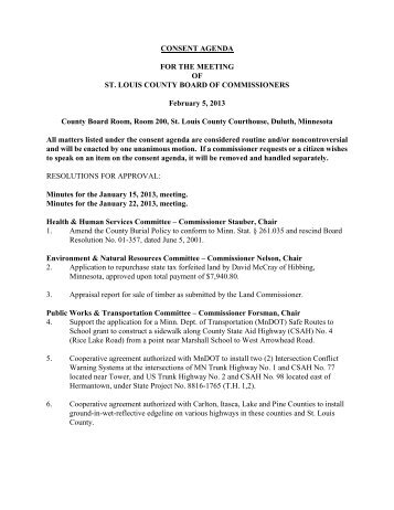 CONSENT AGENDA FOR THE MEETING OF ST. LOUIS COUNTY ...