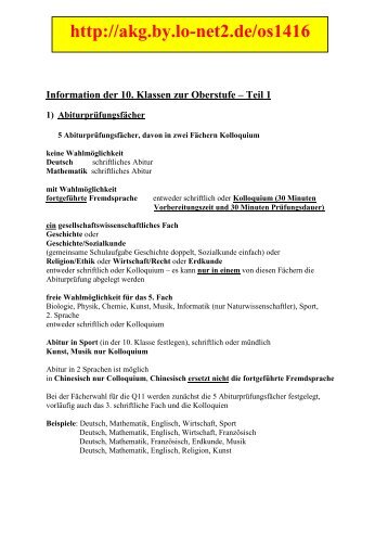 Information der 10. Klassen zur Oberstufe â€“ Teil 1