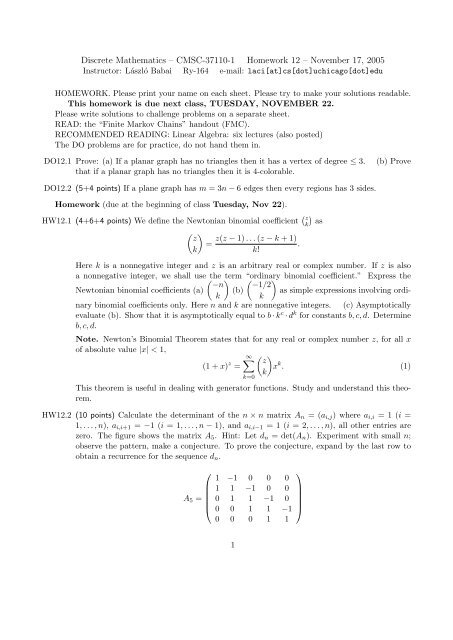 Discrete Mathematics A Cmsc 1 Homework 12 A November