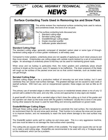 Surface Contacting Tools Used in Removing Ice and Snow Pack