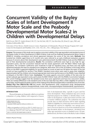 Concurrent Validity of the Bayley Scales of Infant Development II ...