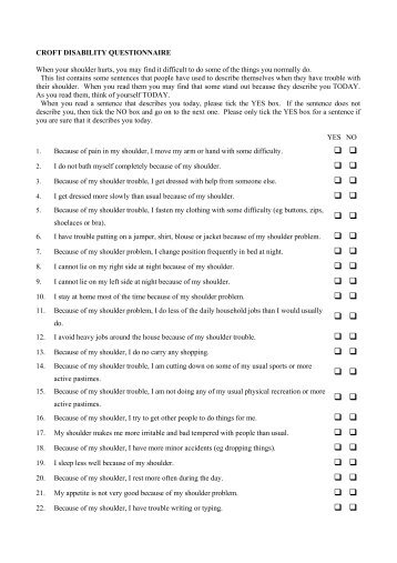 Croft Disability Questionnaire - Q-Comp