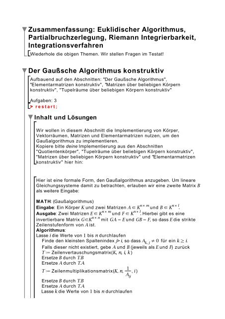 Zusammenfassung: Euklidischer Algorithmus ...