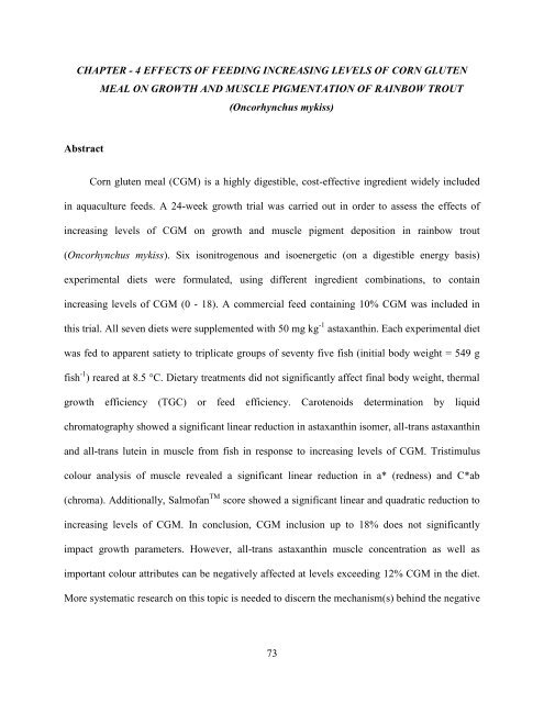 Pigment Reduction in Corn Gluten Meal and Its Effects on Muscle ...