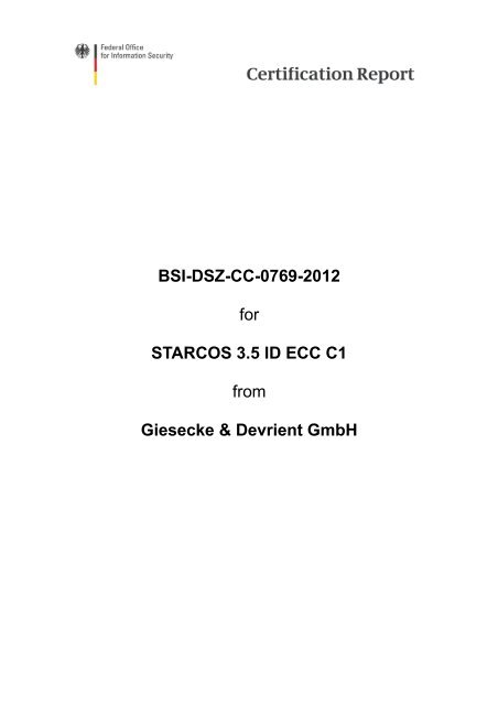 Certification Report BSI-DSZ-CC-0769-2012 - Bundesamt für ...