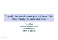 Slides for the second lecture on Spell Checking - Macquarie University